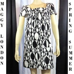 Maggy London Dress Short Sleeve Black & White